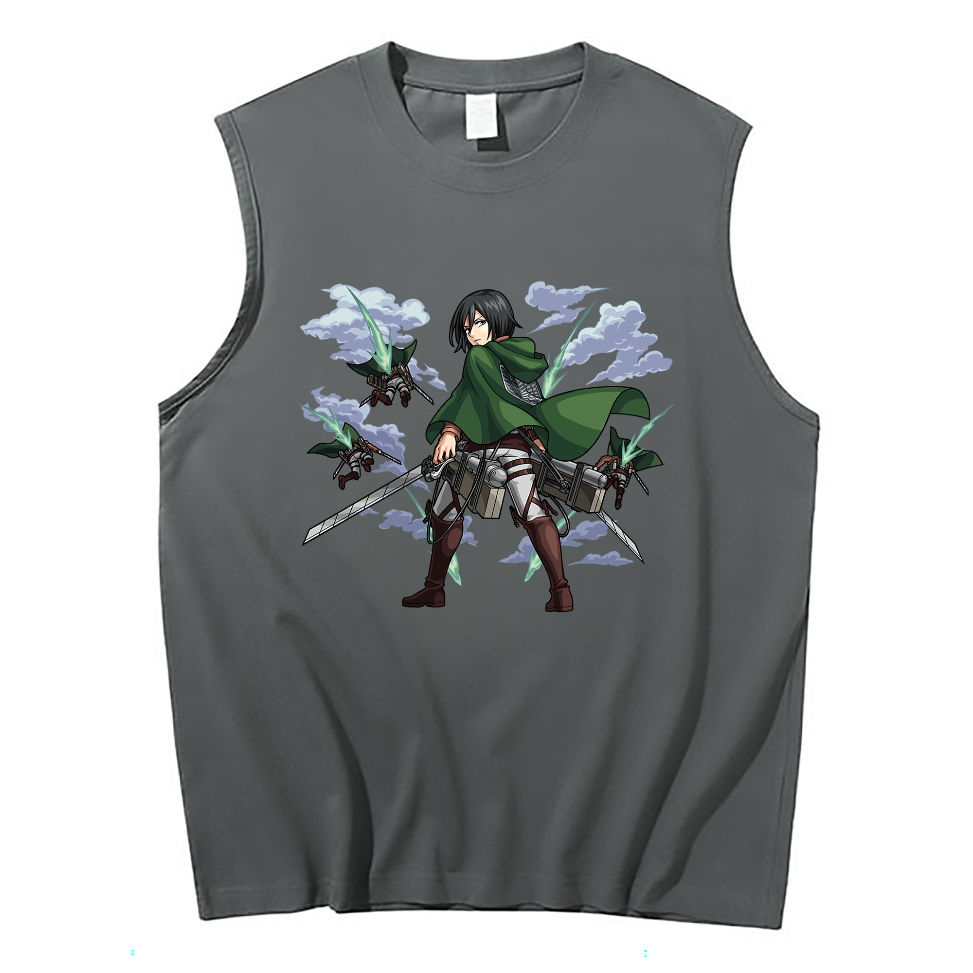 （画像用） 進撃の巨人 ミカサ·アッカーマン Attack on Titan Mikasa Ackerman コットン100％タンクトップ（フロントプリント）